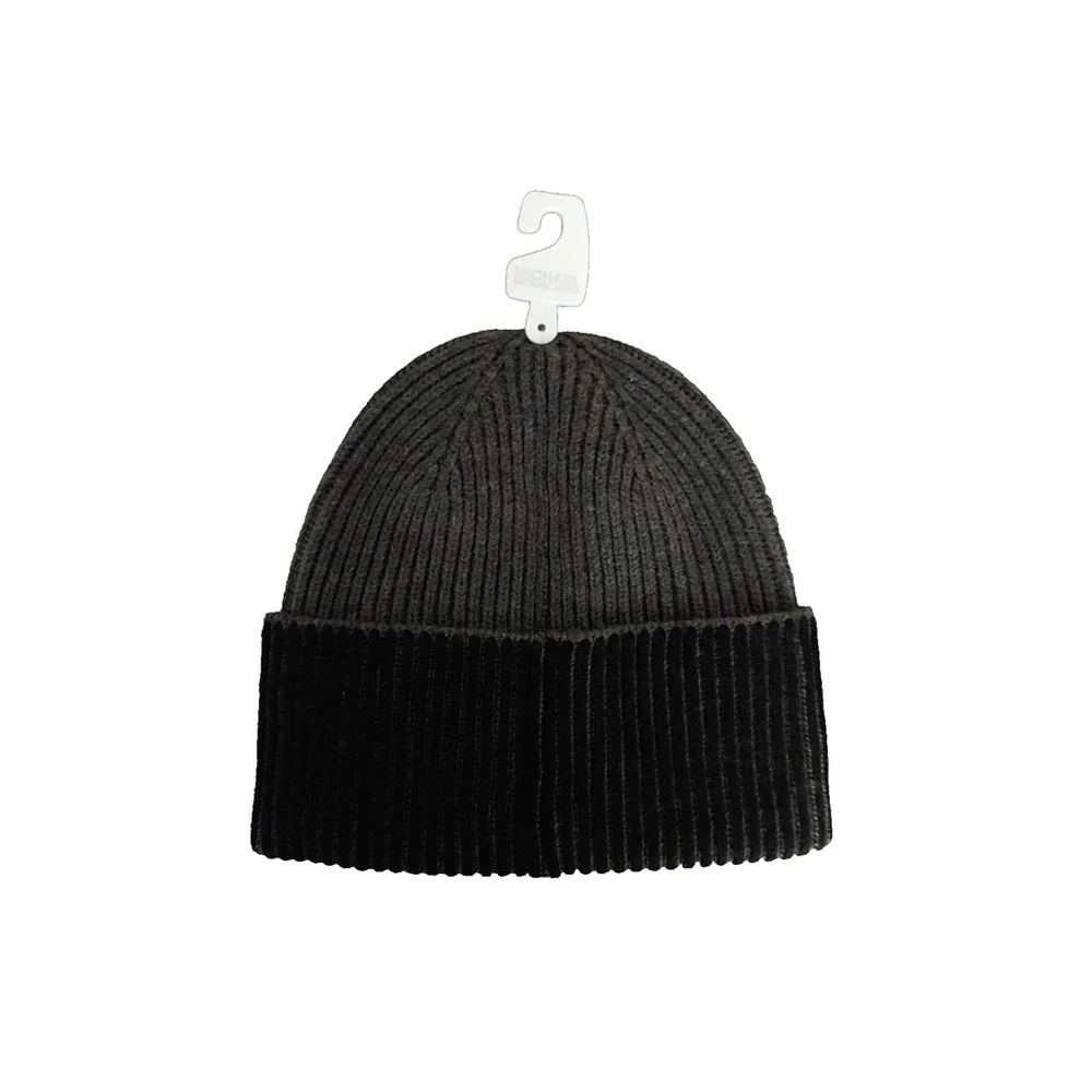 Michael Kors Colorblock Black & Gray Beanie Fall Winter Hat Sz One Size NWT